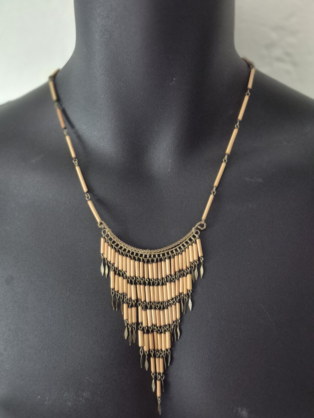Vintage Boho Bamboo Tassel Necklace